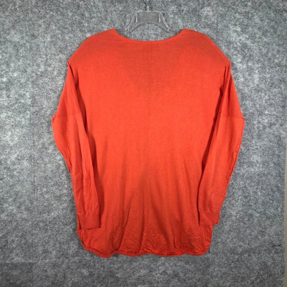 St. John Women's Orange Silk Cashmere Cardigan Sweater Long Sleeve Knit Top XL R - Picture 6 of 9